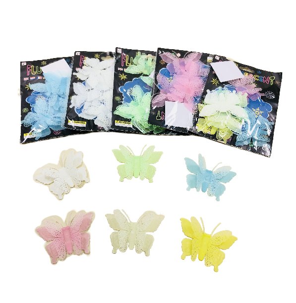 6pc Glow-in-the-Dark Butterfly Wall Decal